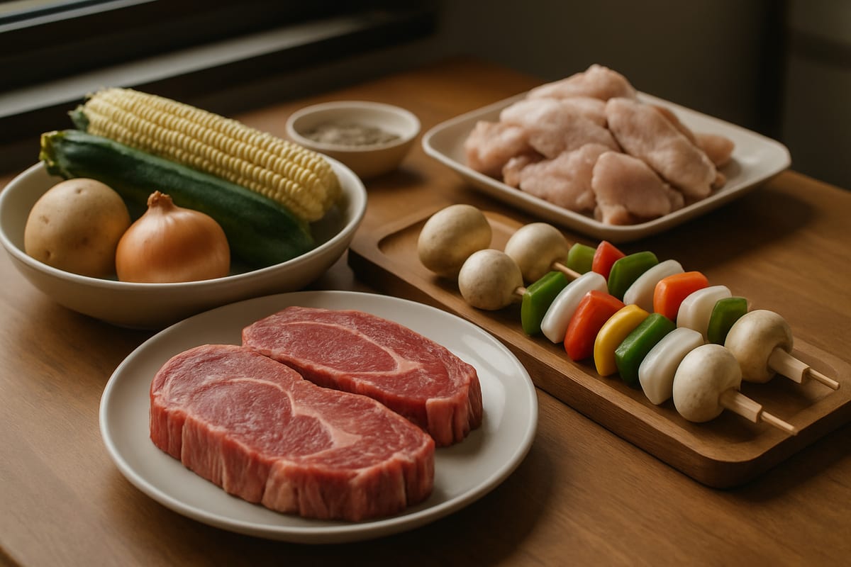 BBQの調理前のグザイ