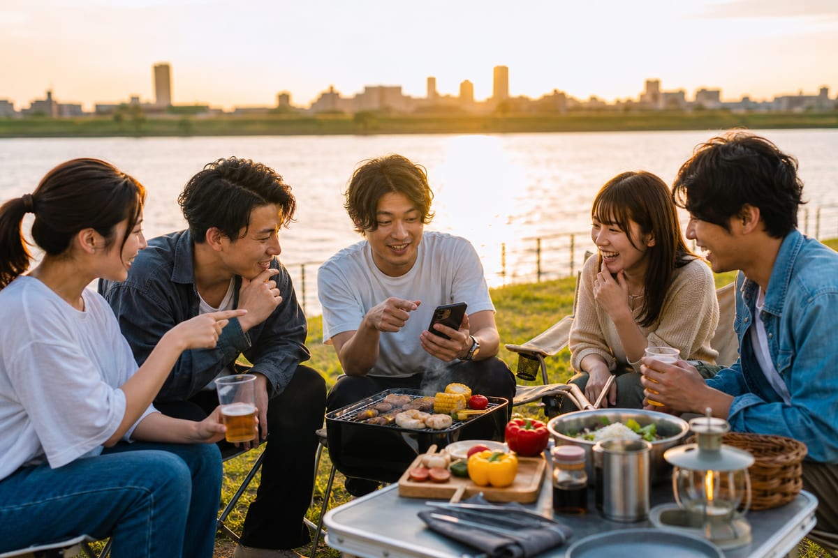 江戸川 BBQ 夕方
