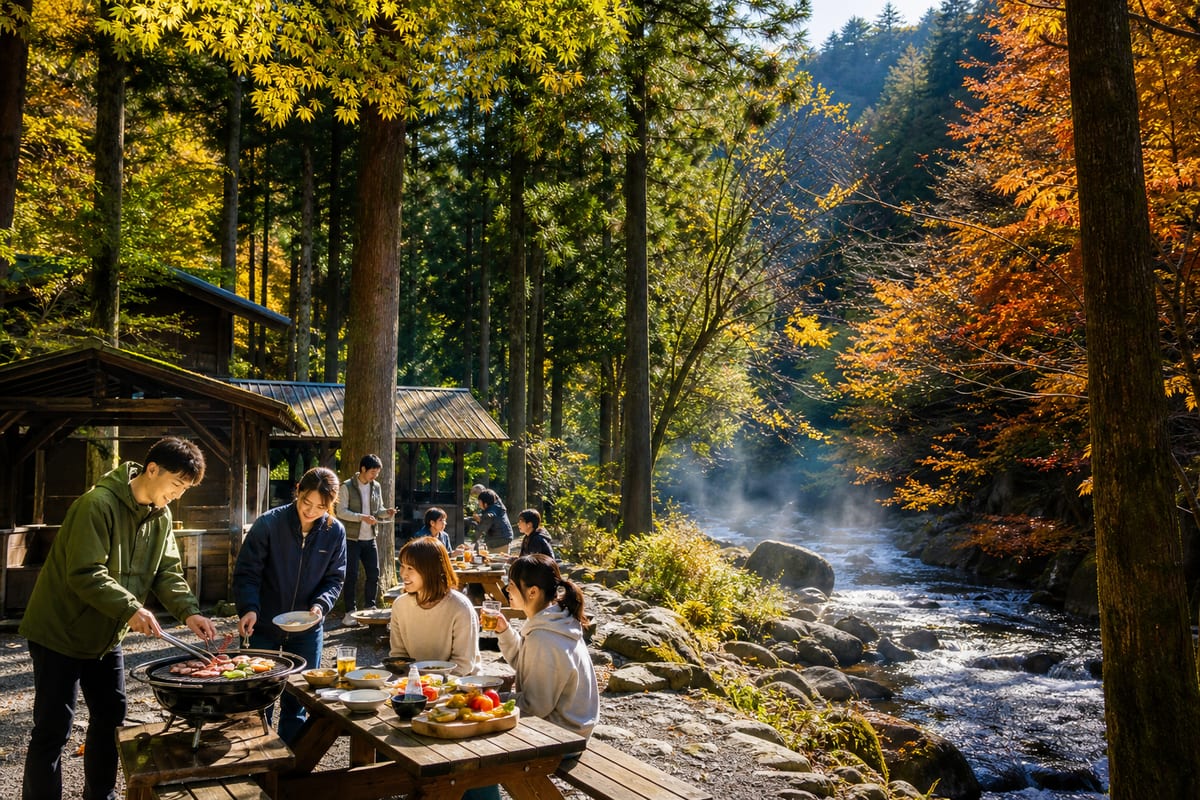 西大芦フォレストビレッジ BBQ 秋 渓流