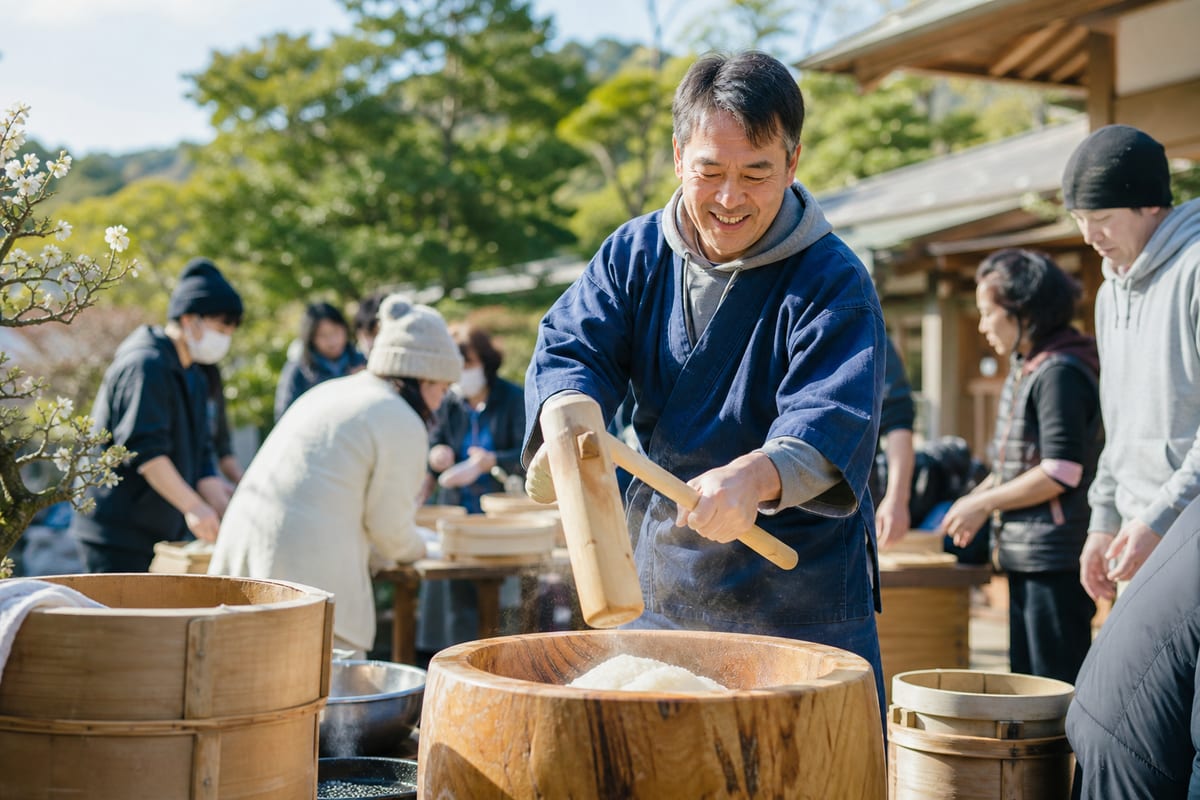 餅つき　自治会・会社イベント　新春