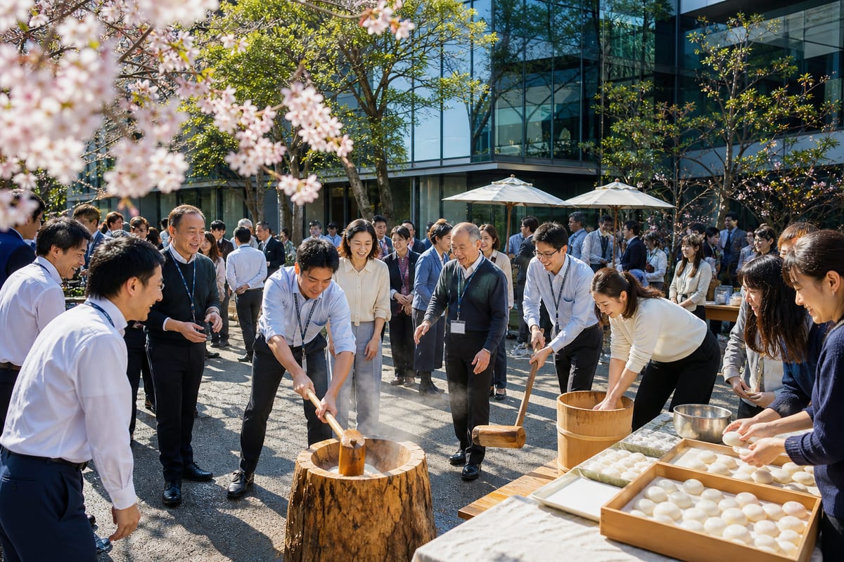 餅つき　新春　会社企画
